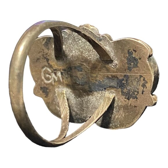 Ring Size 5.5 2 Mother of Pearl 10mm x 8mm Native Possibly Old Pawn Sterling Sil - Picture 13 of 14
